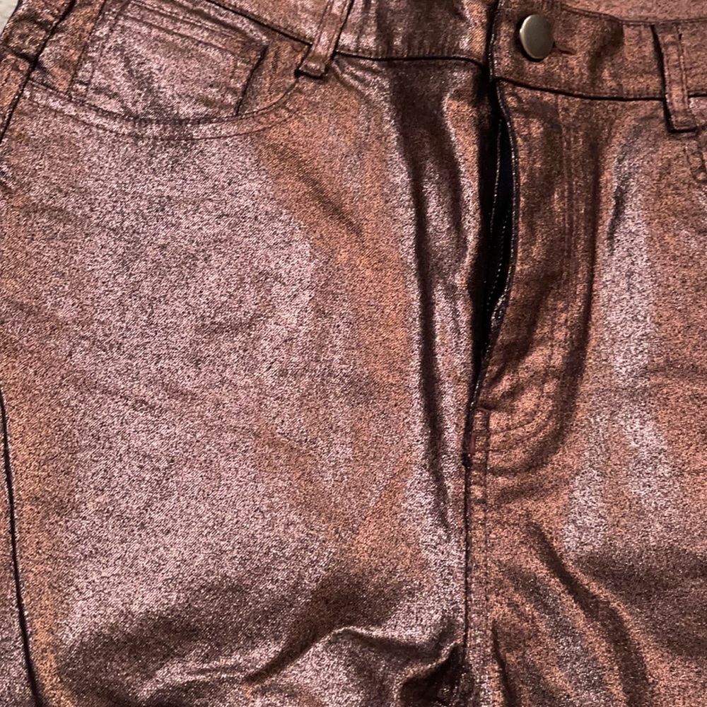 Metallic  Broze/Gold Jeans. L - Picture 3 of 5